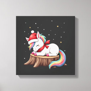 Toile Joli Licorne avec Écharpe Noël Xmas Fête T-S