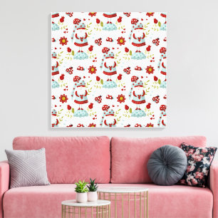 Toile Joli motif floral de gnome scandinave