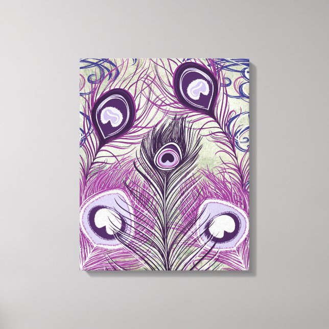Toile Joli Peacock Violet Plumes Design élégant (Recto)