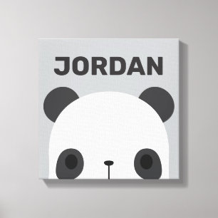 Toile Joli petit ours panda avec nom personnalisé