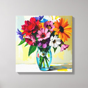 Toile Joli vase de fleurs colorées