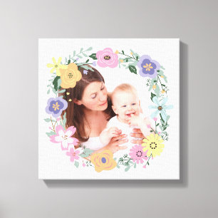 Toile Jolie couronne de fleurs moderne Photo personnalis