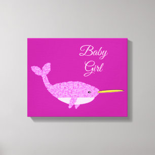 Toile Jolie fille rose Narwhal Nursery Room Custom