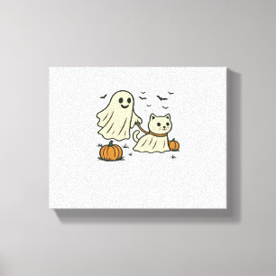 Toile Jolie Halloween Fantôme Marche Fantôme Chat Classi