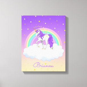 Toile Jolie Licorne Arc-en-Ciel de Rêves Doux Violette