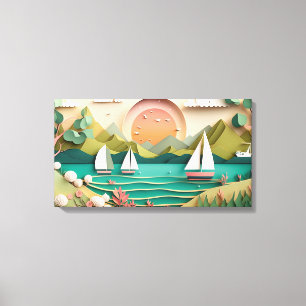 Toile jolie maison de plage 3d effet