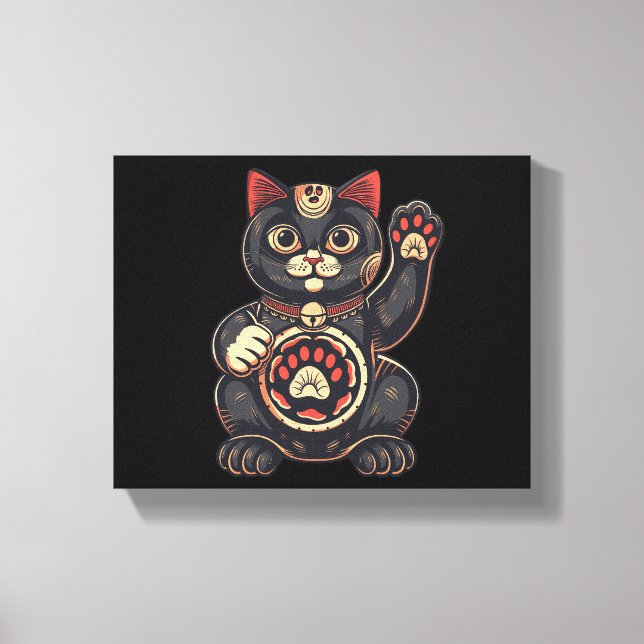 Toile jolie Maneki Neko imprimé chat japonais (Recto)
