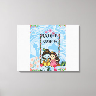 Toile Jolie Radha Krishna sur balançoire murale | Shri R