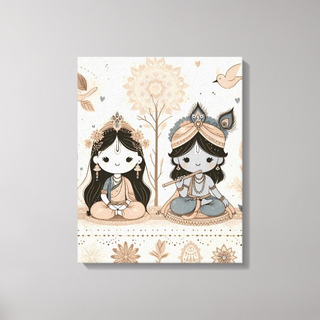 Toile Jolie Radhe Krishna Mandala décoration murale | Sp (Recto)