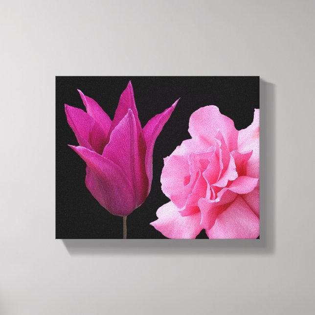 Toile Jolie tulipe rose fleur simple florale moderne (Recto)
