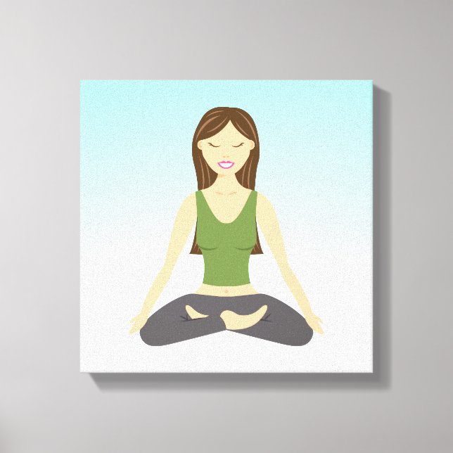 Toile Jolie Yoga Girl Assis Dans Lotus Pose Illustration (Recto)