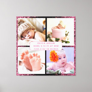 Toile Jolies statistiques de naissance de bébé fille nou