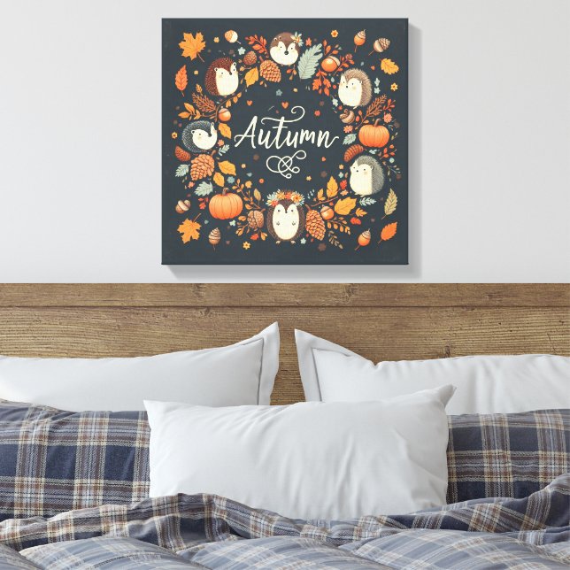 Toile Jote Boho Automne Hérisson couronne de fer Décale  (Insitu(Chambre))