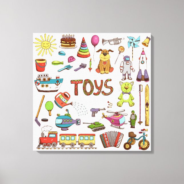 Toile Jouets de dessin mignons pour enfants tirés à la m (Recto)