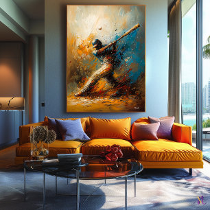 Toile Joueur de baseball Abstrait - Art sportif dynamiqu