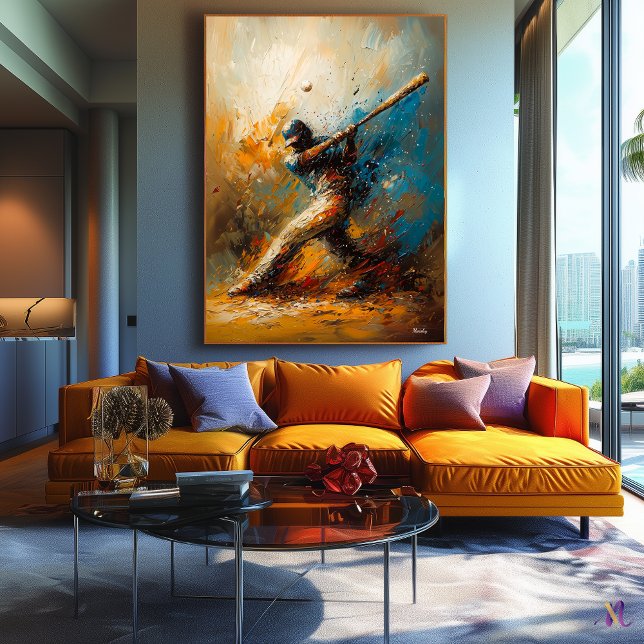 Toile Joueur de baseball Abstrait - Art sportif dynamiqu (Créateur téléchargé)