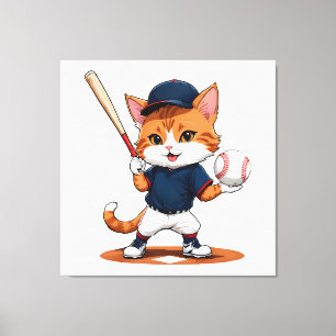 Toile Joueur de baseball chat