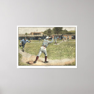 Toile Joueur de baseball jeté à la seconde base