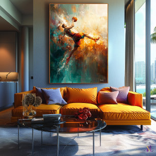 Toile Joueur de basket-ball abstrait - Art sportif puiss