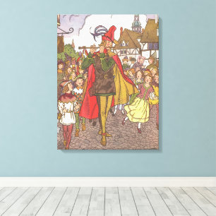 Toile Joueur de flûte de Hamelin de conte de fées vintag