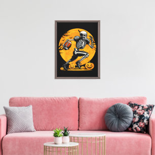 Toile Joueur de football squelette Halloween courant