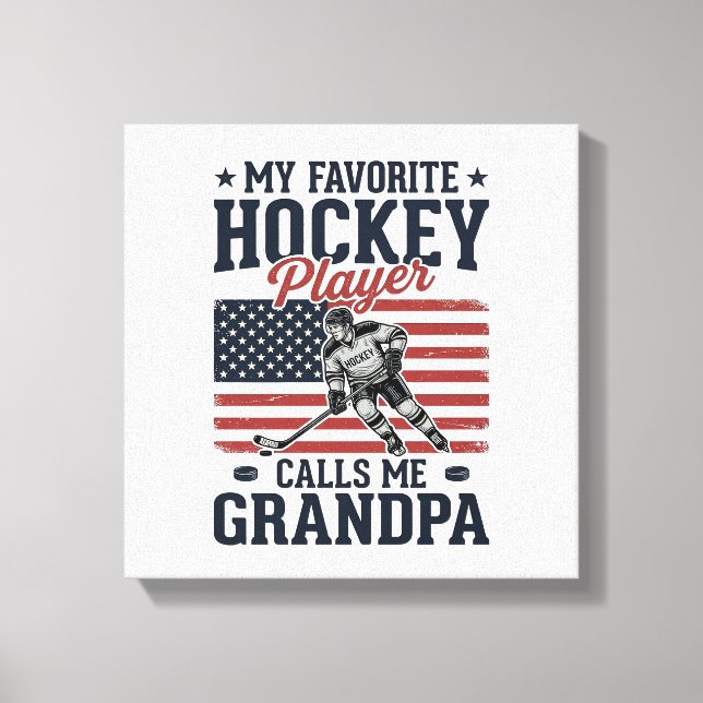 Toile Joueur de hockey préféré m'appelle grand-père vint (Recto)
