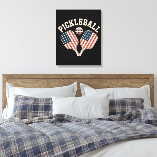 Toile Joueur de pickleball avec drapeau américain (Insitu(Chambre))
