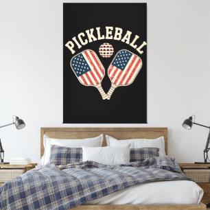 Toile Joueur de pickleball avec drapeau américain