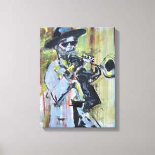 Toile Joueur de trompette de jazz néo-expressionniste