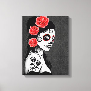 Toile Jour de la fille morte de crâne de sucre - gris