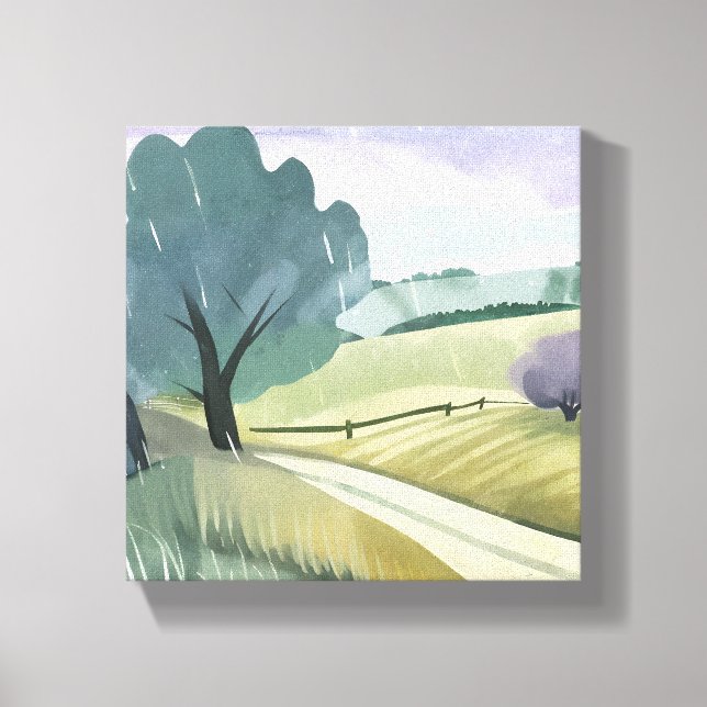 Toile Jour de la pluie | Nature Paysage des collines Wat (Recto)