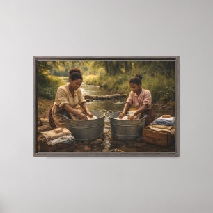 Toile Jour de lessive au ruisseau