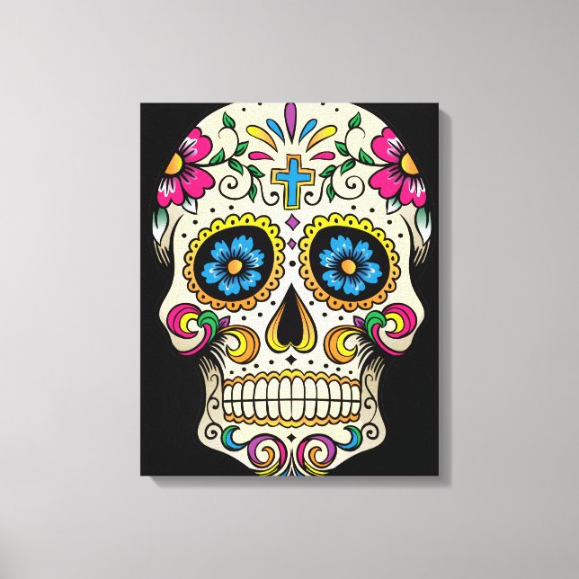 Toile Jour du crâne de sucre mort avec croix (Recto)