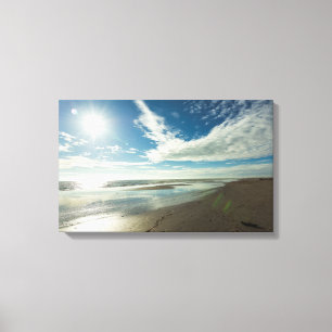 Toile Jour ensoleillé sur une plage de sable d'hiver