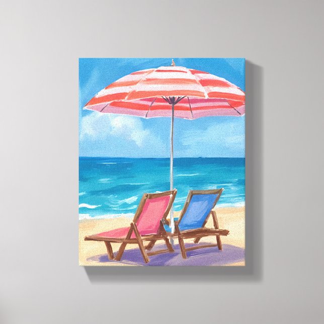 Toile Journée de plage à Cape Cod | Océan aquarelle MA (Recto)