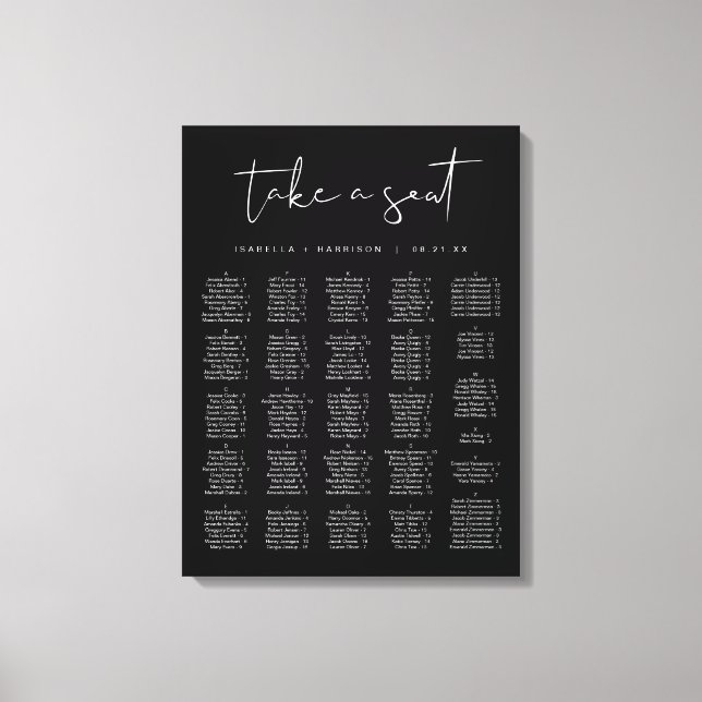 Toile JOVI Edgy Moderne Noir Blanc Siège Alphabétique (Recto)