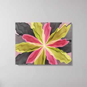 Toile Joy, Pink Green Anthracite Imaginaire Fleur Tripty