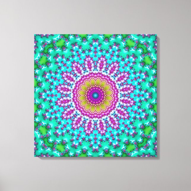 Toile Joyau super Coloré Tone Boho Fractal Mandala (Recto)