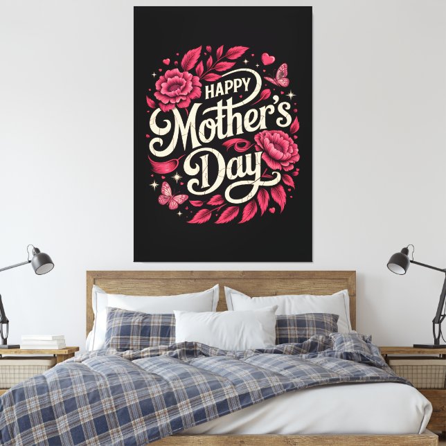 Toile Joyeuse Fête des Mères Maman Florale Mignonne (Insitu(Chambre))