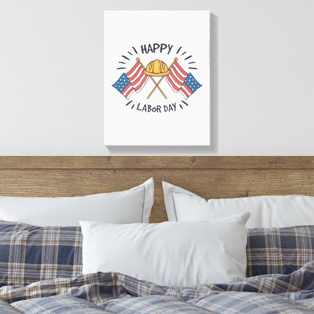 Toile Joyeuse fête du Travail Drapeau patriotique améric (Insitu(Chambre))