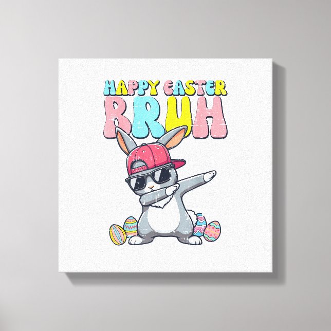 Toile Joyeuses Pâques Bruh Lapin Dab Lapin Danse Garçons (Recto)