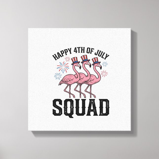 Toile Joyeux 4 juillet Flamingo Squad Vector Design_1 (Recto)