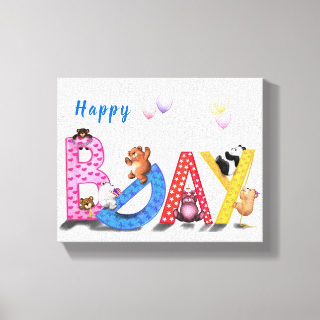Toile Joyeux Anniversaire Canvas Imprimer Bears Bears Pa (Recto)