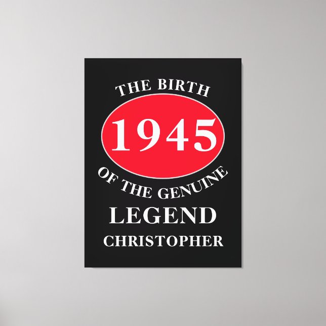 Toile Joyeux Anniversaire Monogramme Ajouter le nom Anné (Recto)