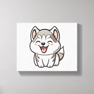 Toile Joyeux chien roux sibérien