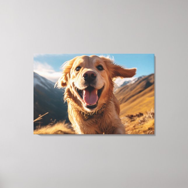 Toile Joyeux Golden Retriever en cours (Recto)