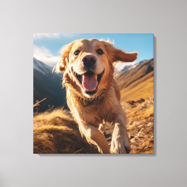 Toile Joyeux Golden Retriever en cours (Recto)