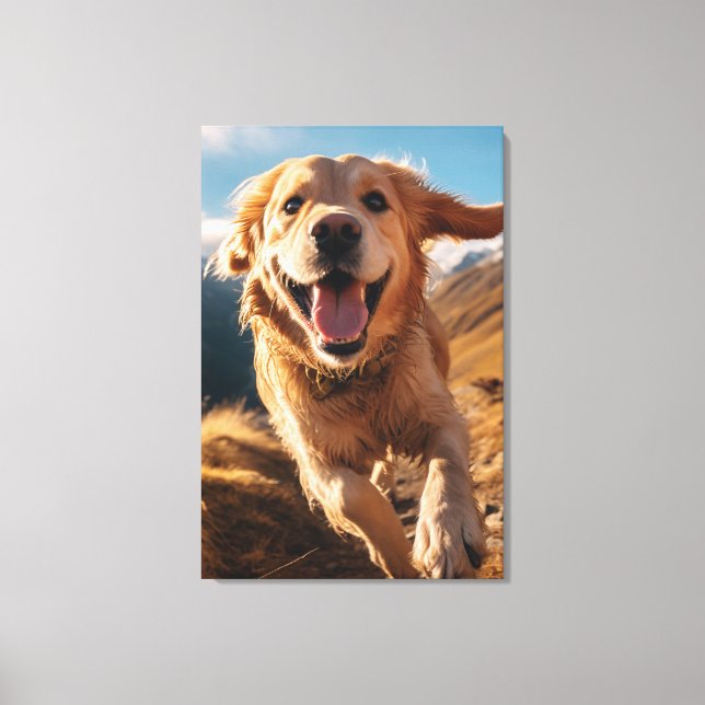 Toile Joyeux Golden Retriever en cours (Recto)