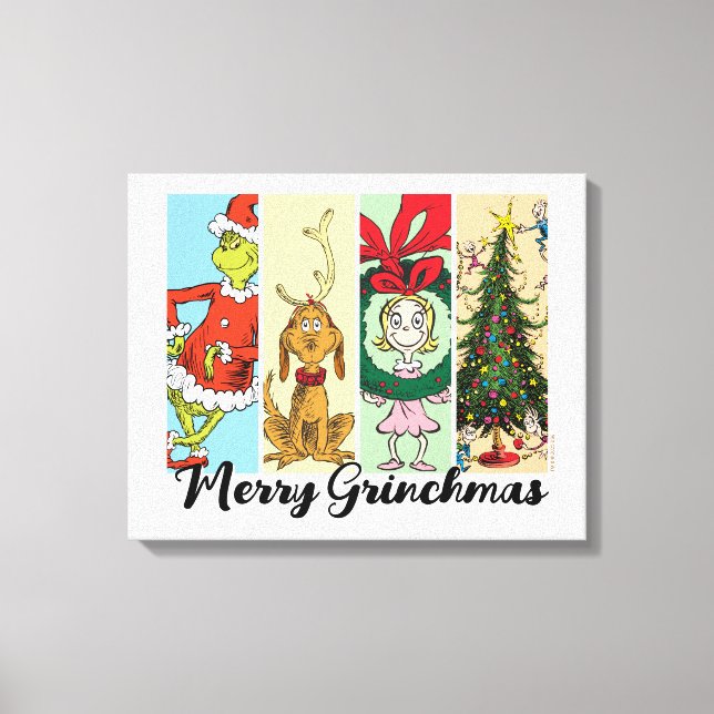 Toile Joyeux Grinchmas Collage de Fêtes (Recto)
