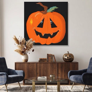 Toile Joyeux Halloween Citrouille Illustrative Art